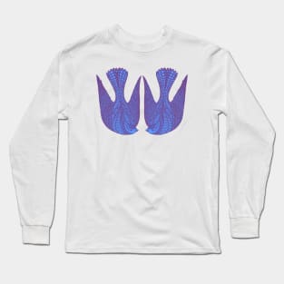 Cute blue love bird couple in the air Long Sleeve T-Shirt